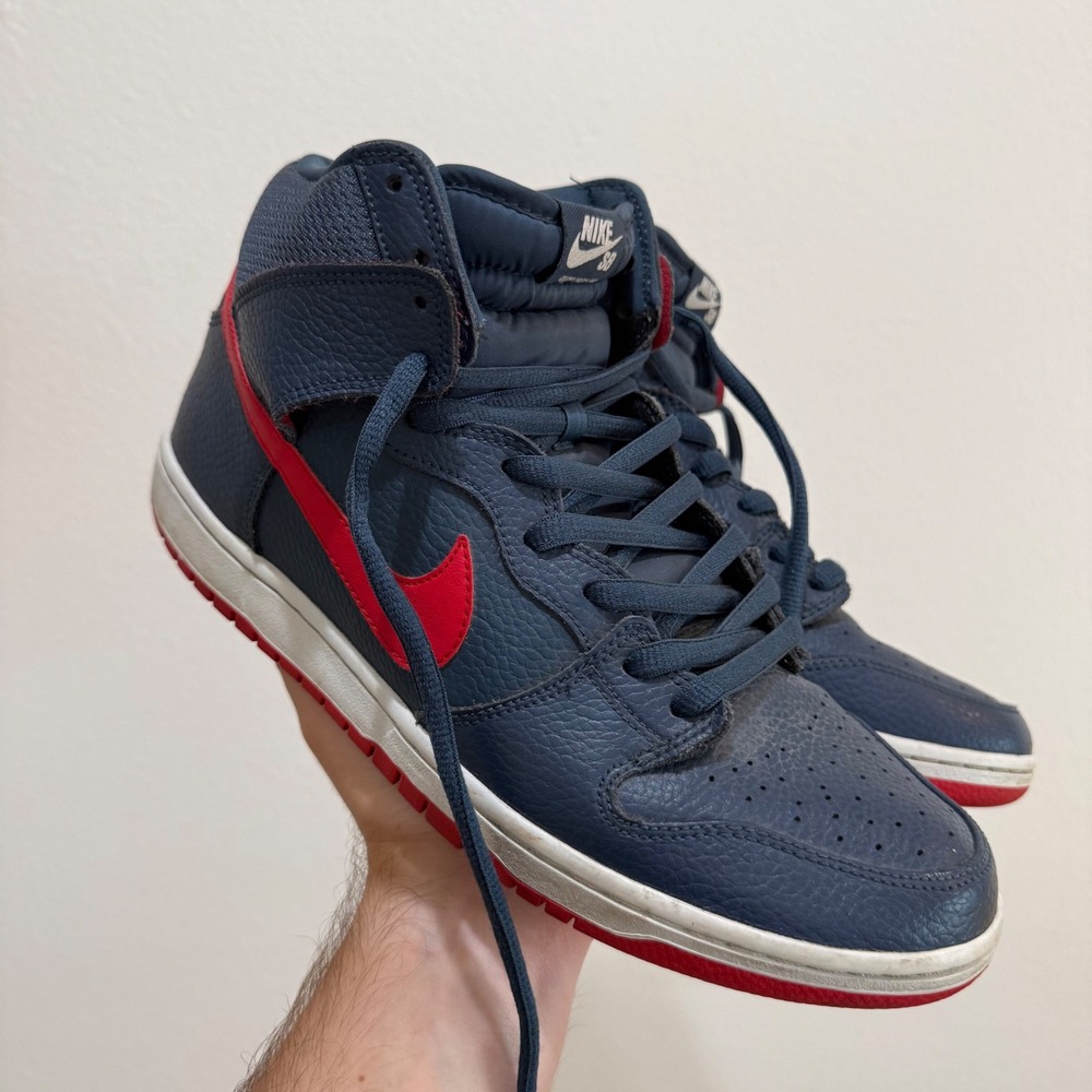 Nike SB Dunk High Pro Midnight Navy University Red 305050-463 Mens 11.5 2013